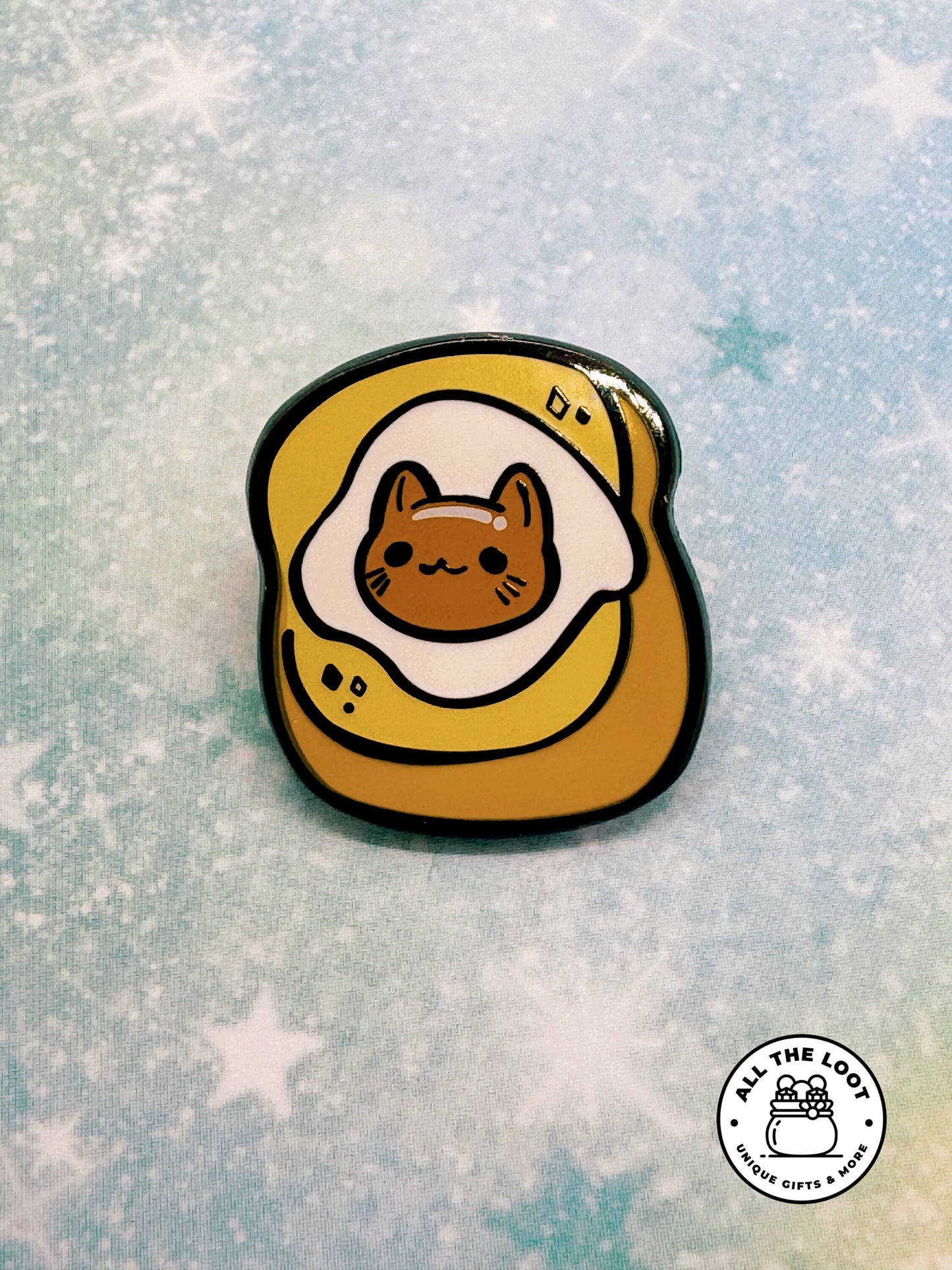 Eggy Toast cat pin