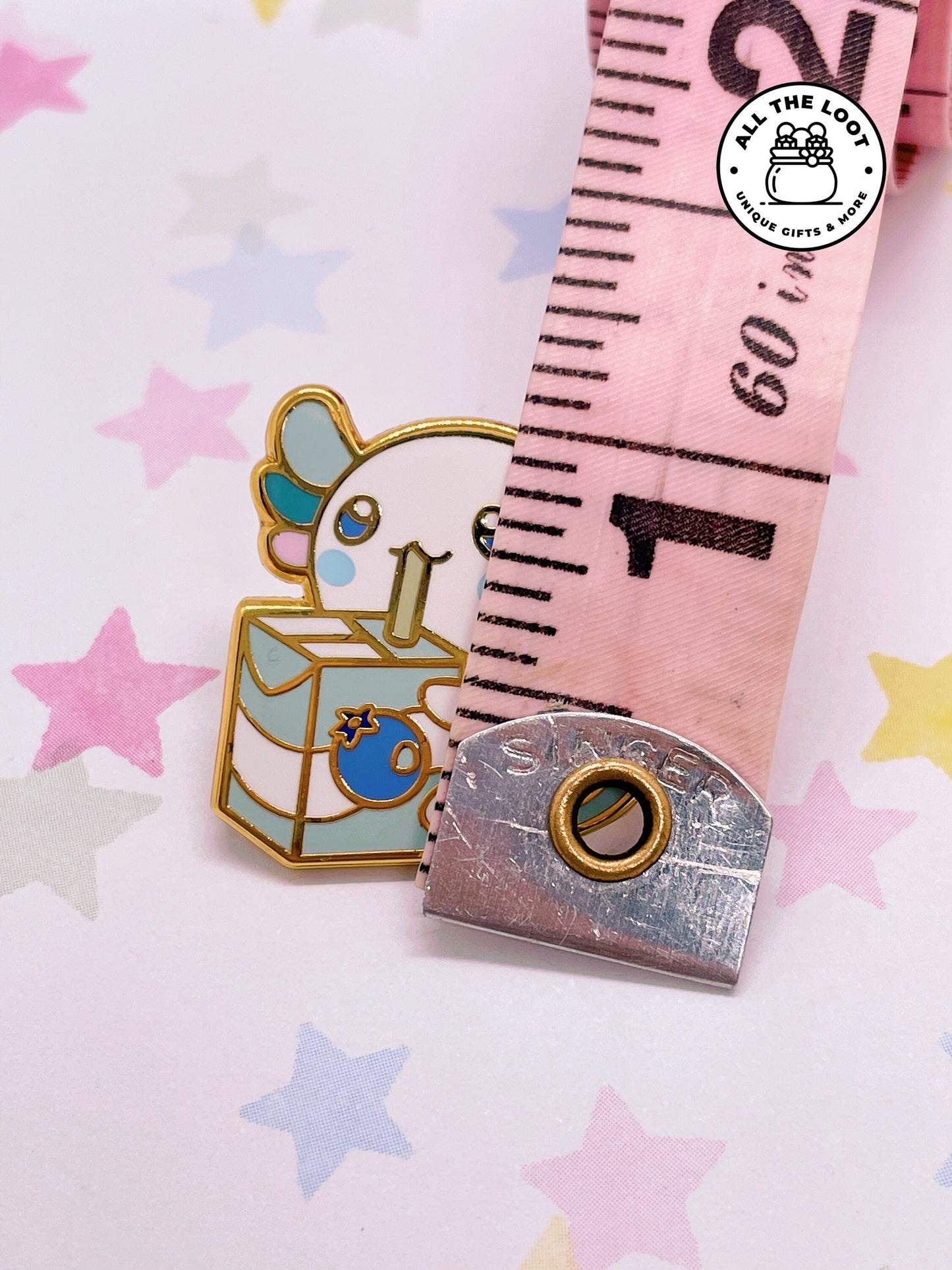 Juice box Axolotl enamel pin