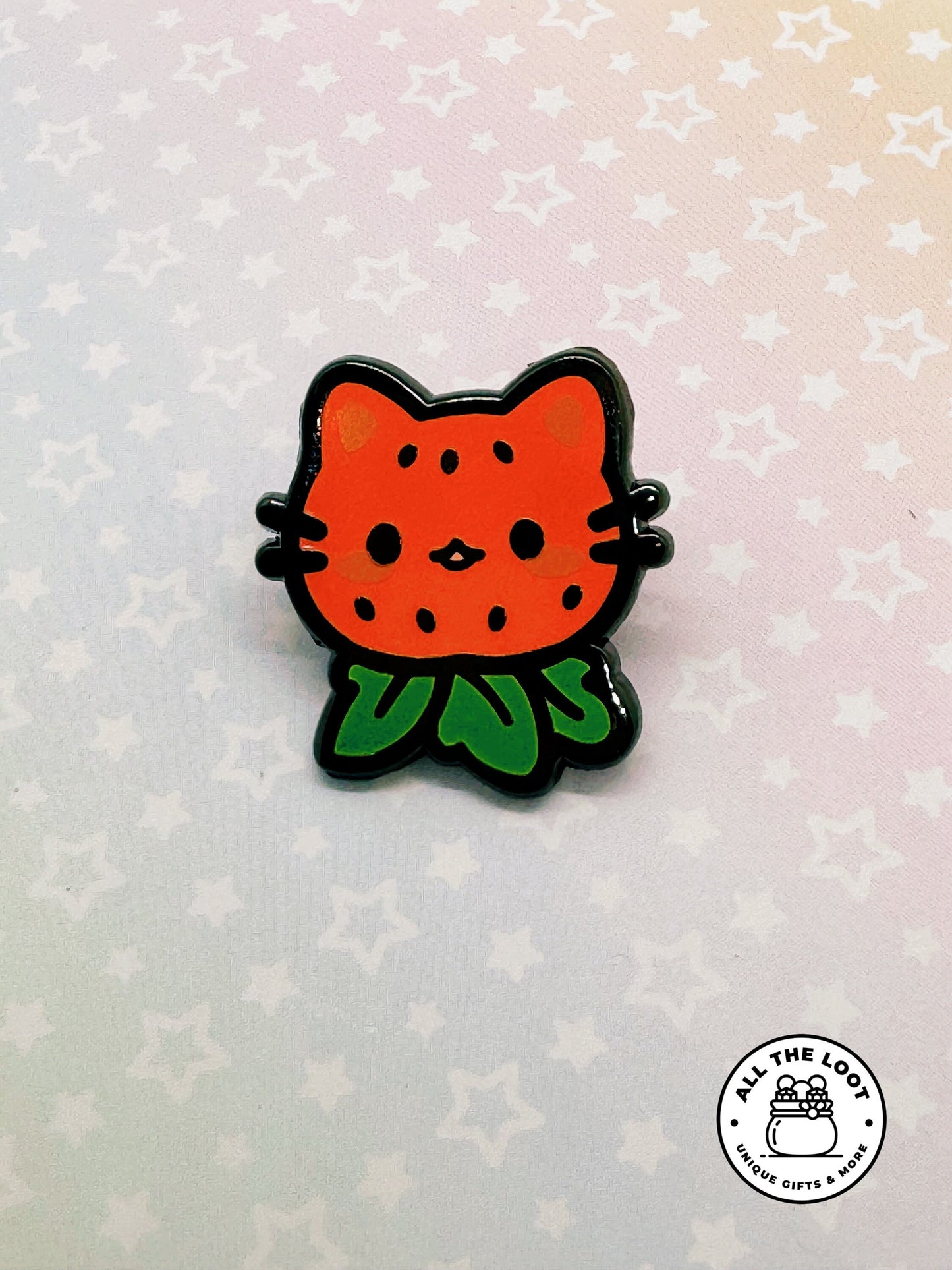 Strawberry cat pin, Meowberry