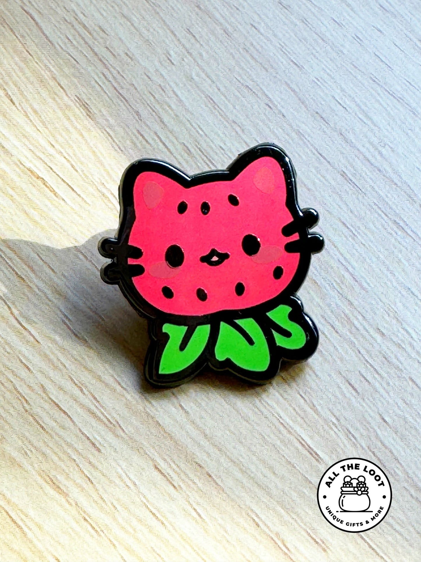Strawberry cat pin, Meowberry