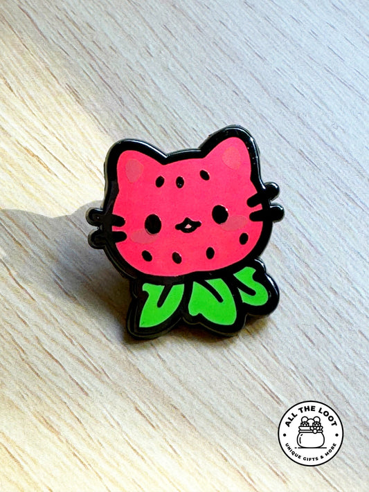 Strawberry cat pin, Meowberry