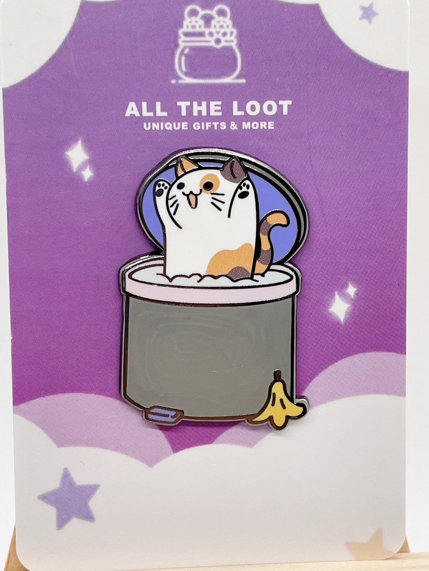 Trash kitten kawaii cat pin