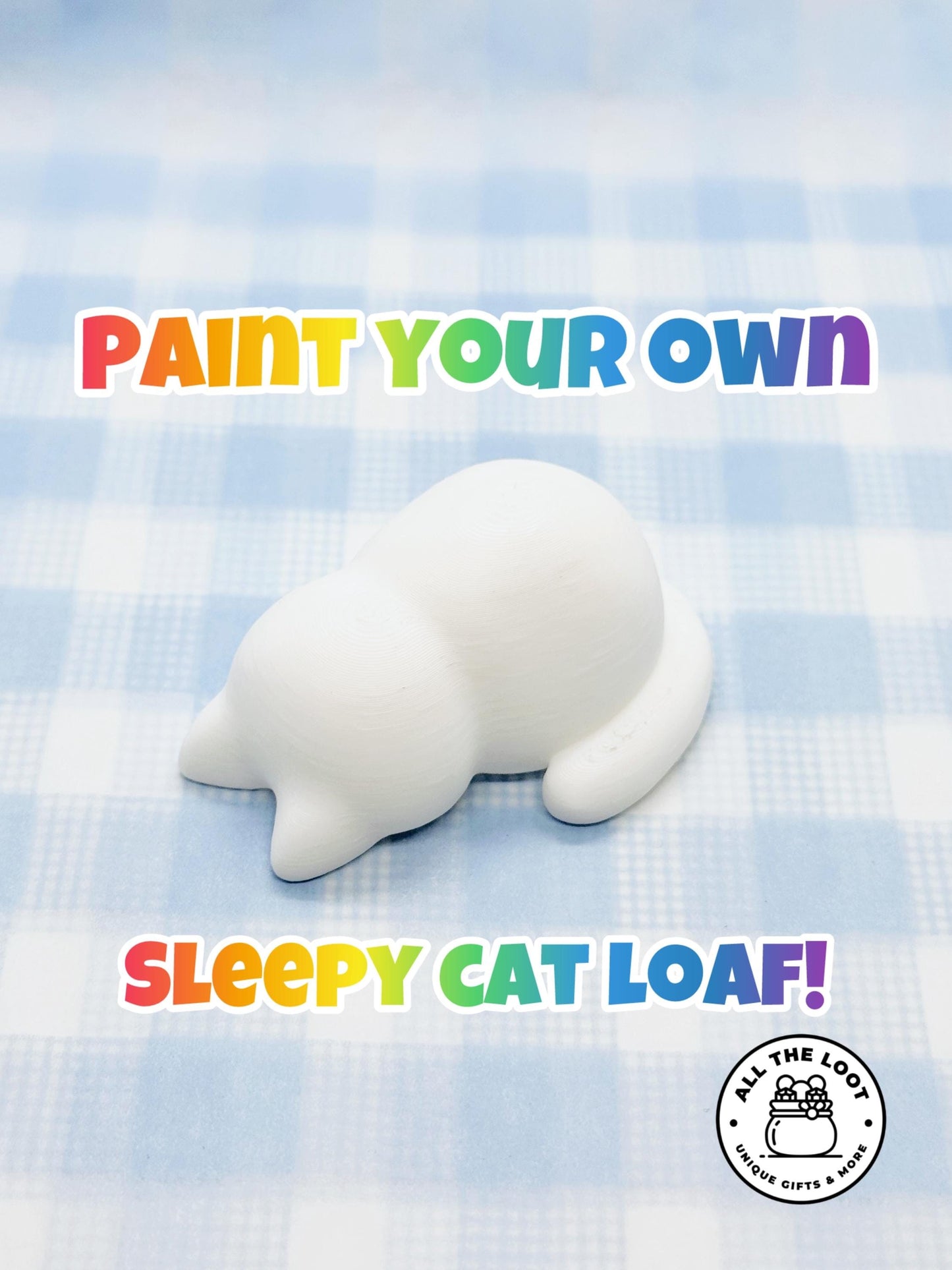 Paint Your Own Sleepy Cat Loaf – 3D Printed Figurine for DIY painting
