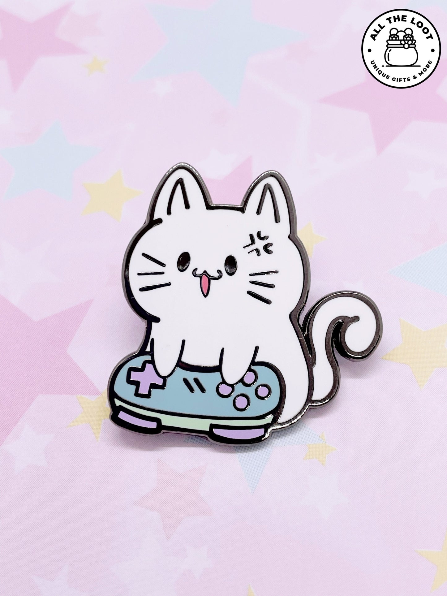 Angy Gamer cat pin