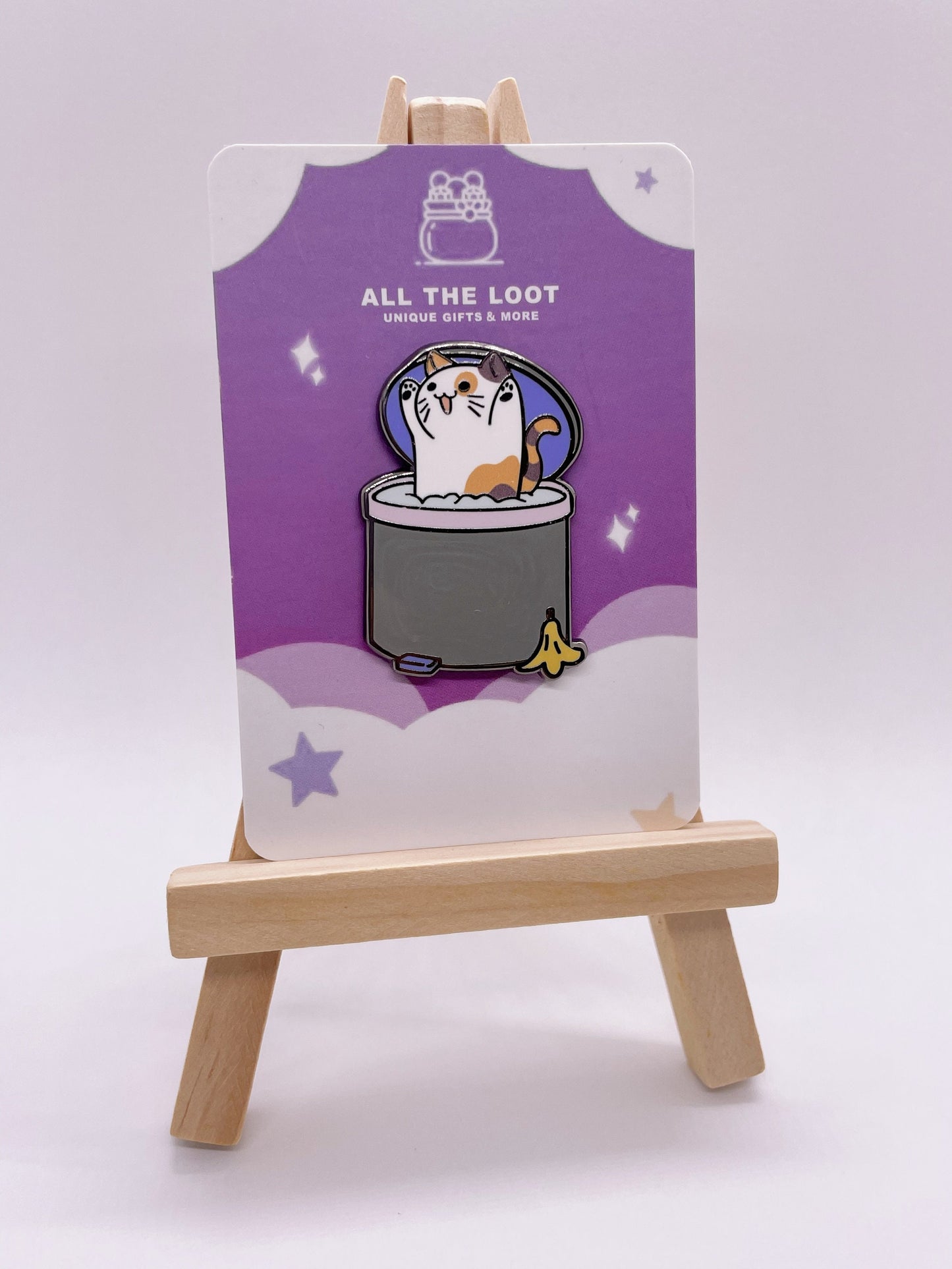 Trash kitten kawaii cat pin